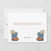 Little Cowboy Bootie White Wood Dankeskarte (Rückseite)