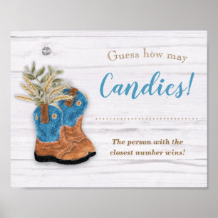 Little Cowboy Bootie White Wood Shower Spielzeiche Poster