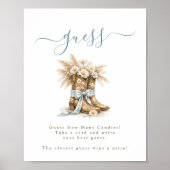 Little Cowboy Boots Bow Baby Shower Guess How Many Poster (Vorne)
