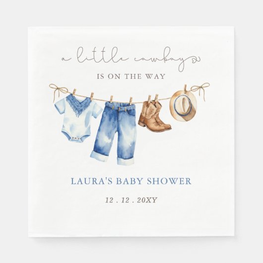 Little Cowboy Boy Baby Shower Serviette (Vorderseite)