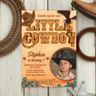 Little Cowboy Boy Birthday Einladung