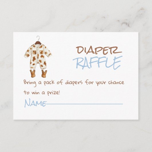 Little Cowboy Brown Kleidung West Diaper Raffle Begleitkarte (Vorderseite)