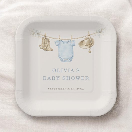 Little Cowboy Clothesline Baby Shower Party Pappteller