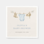 Little Cowboy Clothesline Baby Shower Party Serviette (Vorderseite)