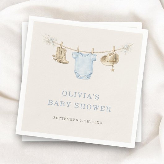 Little Cowboy Clothesline Baby Shower Party Serviette