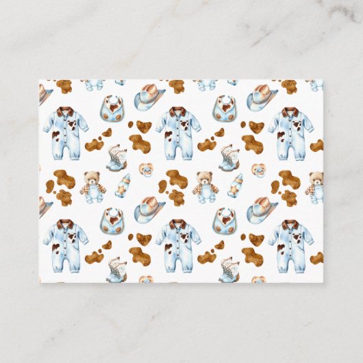 Little Cowboy Clothesline WildWest Boy Baby Shower Begleitkarte (Rückseite)