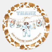 Little Cowboy Clothesline WildWest Boy Baby Shower Runder Aufkleber (Vorderseite)