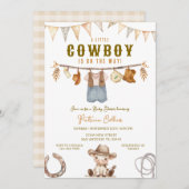 Little Cowboy ist auf der Way Clothline Baby Dusch Einladung (Vorne/Hinten)