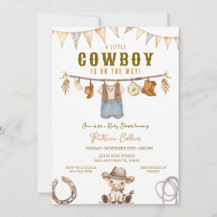 Little Cowboy ist auf der Way Clothline Baby Dusch Einladung