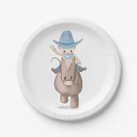 Little Cowboy Kids Western Party Pappteller (Vorderseite)