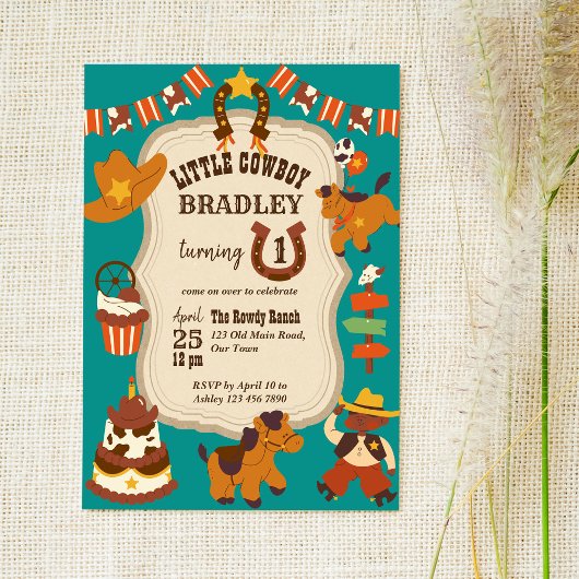Little Cowboy Kindergeburtstag Party Einladung