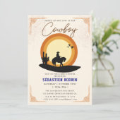 Little Cowboy Modern Baby Dusche Einladung (Stehend Vorderseite)