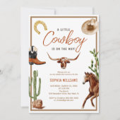 Little Cowboy Modern Western Rodeo Kinderdusche Einladung (Vorderseite)