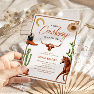 Little Cowboy Modern Western Rodeo Kinderdusche Einladung