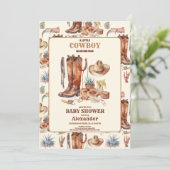 Little Cowboy Modern Western Rodeo Kinderdusche Einladung (Stehend Vorderseite)