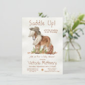 Little Cowboy Pony Western Baby Shower Einladung (Stehend Vorderseite)