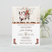 Little Cowboy Rustic Western V4 Boy Baby Dusche Einladung (Stehend Vorderseite)