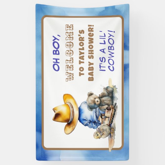 Little Cowboy Themed Baby Dusche Banner (Vertikal)