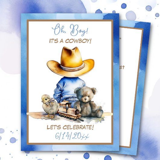 Little Cowboy Themed Baby Dusche Einladung