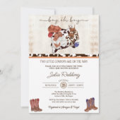 Little Cowboy Twin Boys Western V3 Kinderdusche Einladung (Vorderseite)