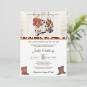 Little Cowboy Twin Boys Western V3 Kinderdusche Einladung (Stehend Vorderseite)