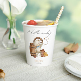 Little Cowboy Watercolor Bear Baby Shower Pa Pappbecher