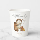 Little Cowboy Watercolor Bear Baby Shower Pa Pappbecher (Vorderseite)