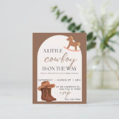 Little Cowboy Western Baby Shower Invitation Postkarte (Stehend Vorderseite)
