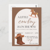 Little Cowboy Western Baby Shower Invitation Postkarte (Vorne/Hinten)