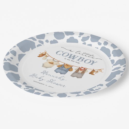 Little Cowboy Western Baby Shower Pappteller (Schrägansicht)