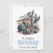 Little Cowboy Western Blue Boy Baby Dusche Einladung (Rückseite)