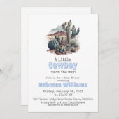 Little Cowboy Western Blue Boy Baby Dusche Einladung (Vorne/Hinten)