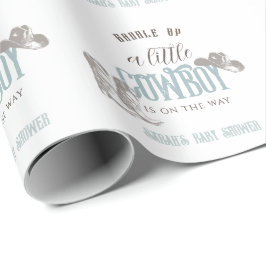 Little Cowboy Western Blue Boy Baby Dusche Geschenkpapier