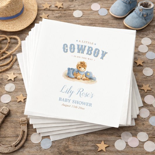 Little Cowboy Western Boy Baby Shower  Serviette