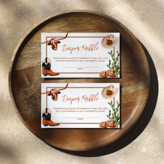 Little Cowboy Western Rodeo Diaper Raffle Begleitkarte