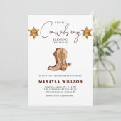 Little Cowboy Western Thema Rodeo Kinderdusche Einladung (Stehend Vorderseite)