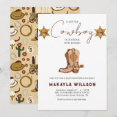 Little Cowboy Western Thema Rodeo Kinderdusche Einladung (Vorne/Hinten)