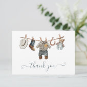 Little Cowboy Western Watercolor Vielen Dank (Stehend Vorderseite)