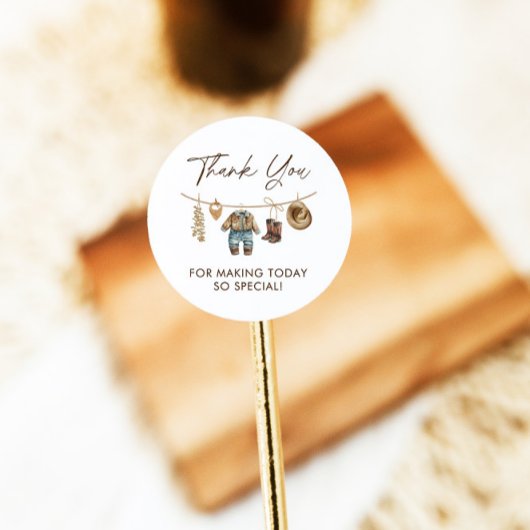 Little Cowboy, Western Wild West Rodeo Kinderdusch Runder Aufkleber