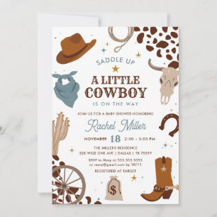 Little Cowboy   Wild West Boy Baby Shower Einladung