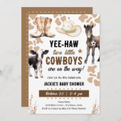 Little Cowboys Rodeo Animals Baby Einladung (Vorne/Hinten)