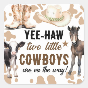 Little Cowboys Rodeo Baby Shower Square Sticker