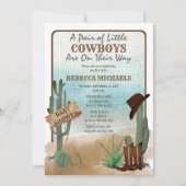 \Little Cowboys Western Boy Twins Baby Dusche Einladung (Vorderseite)