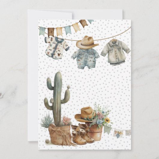 Little cowdoy Wild West Boy Baby Shower Einladung (Rückseite)