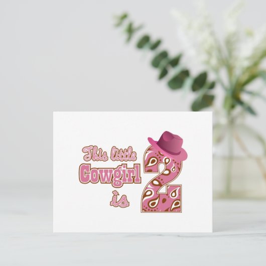 Little Cowgirl 2. Geburtstag Postkarte (Stehend Vorderseite)