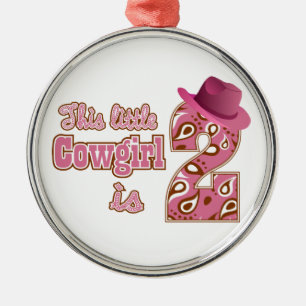 Little Cowgirl 2. Geburtstag Silbernes Ornament