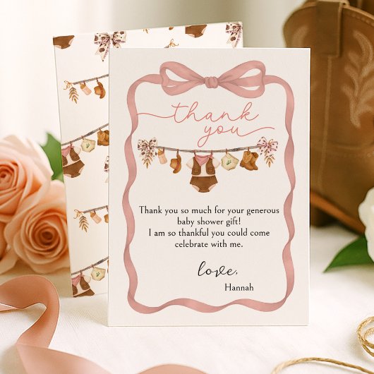 Little Cowgirl Baby Shower Photo Thank You Card  Dankeskarte