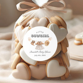 Little Cowgirl Hat Boots Dress Baby Shower Runder Aufkleber