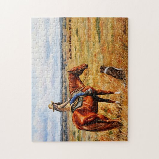 Little Cowgirl on Cattle Horse Puzzle (Vertikal)