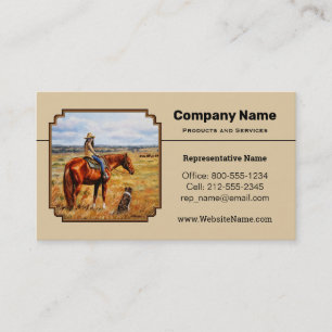 Little Cowgirl on Cattle Horse Visitenkarte